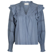 Indlæs billede til gallerivisning NEO NOIR Mauri Voile Blouse Smoke Blue
