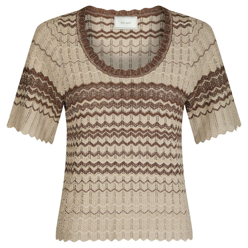 NEO NOIR Meiko Stitch Knit Blouse Brown