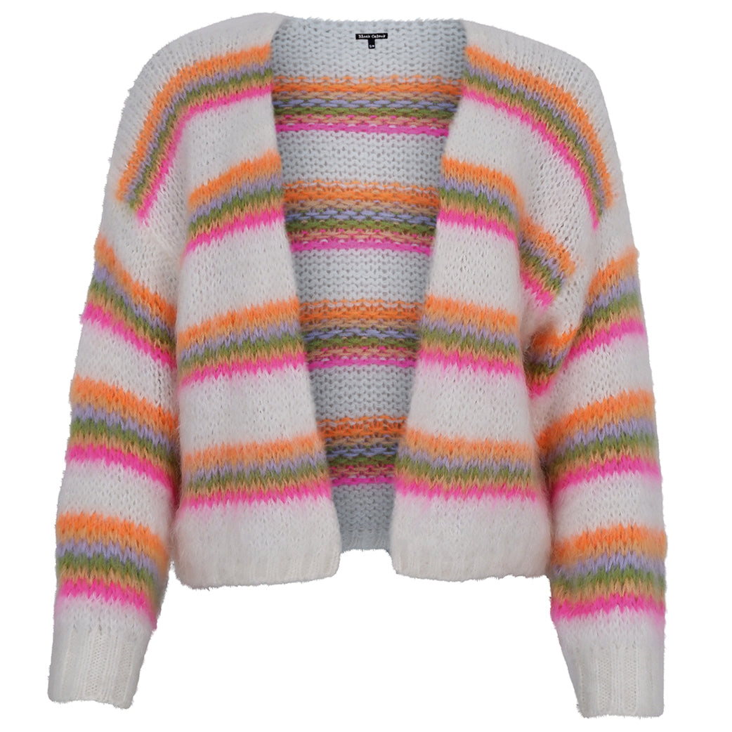 BLACK COLOUR Bcminna Stripe Cardigan White Neon