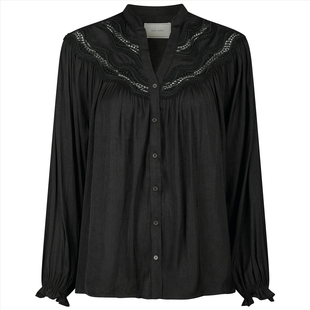 NEO NOIR Minnie Deco Blouse Sort