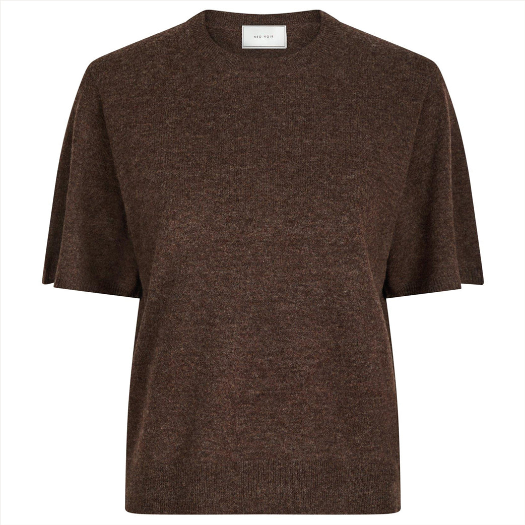 NEO NOIR Missy Knit Tee Brown Melange