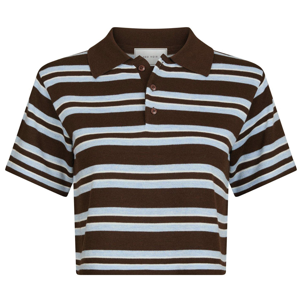 NEO NOIR Mulann Polo Blouse Dark Brown