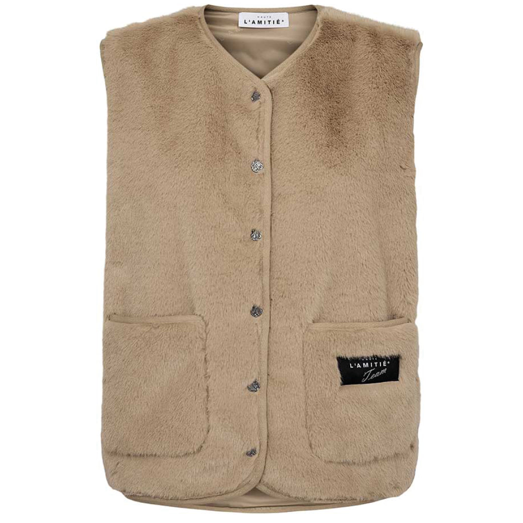 HAUTE L'AMITIE New Fur Tech Vest Beige