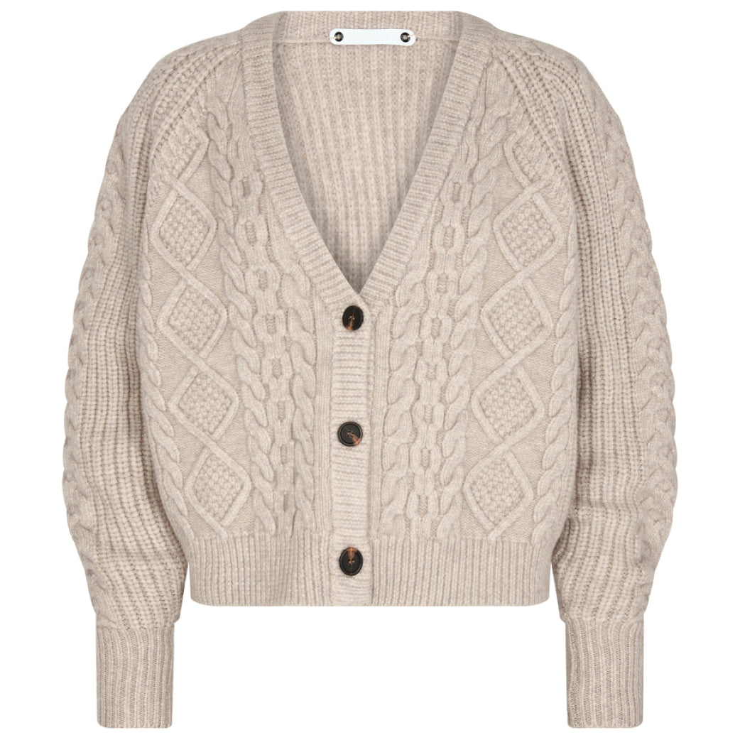 CO' COUTURE New Row Cable Cardigan Knit Sand