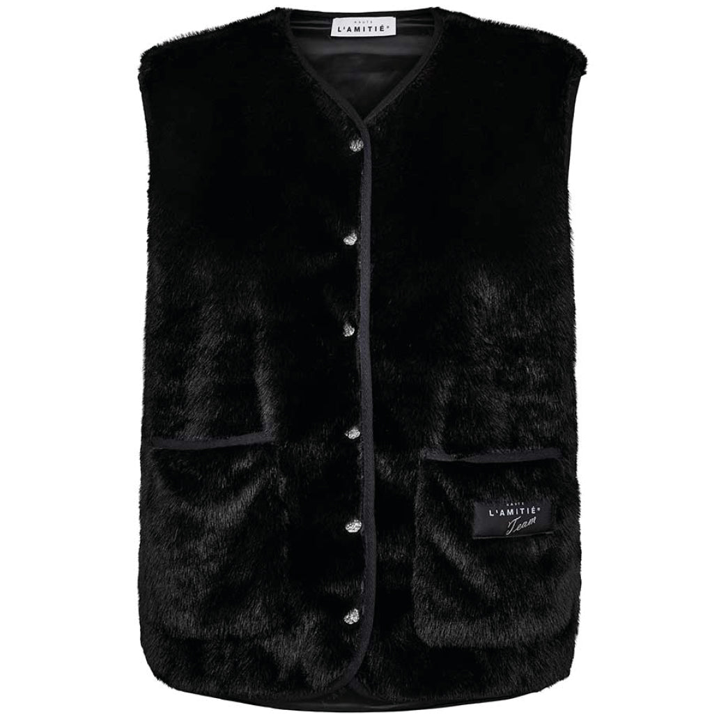 HAUTE L'AMITIE New Fur Tech Vest Black