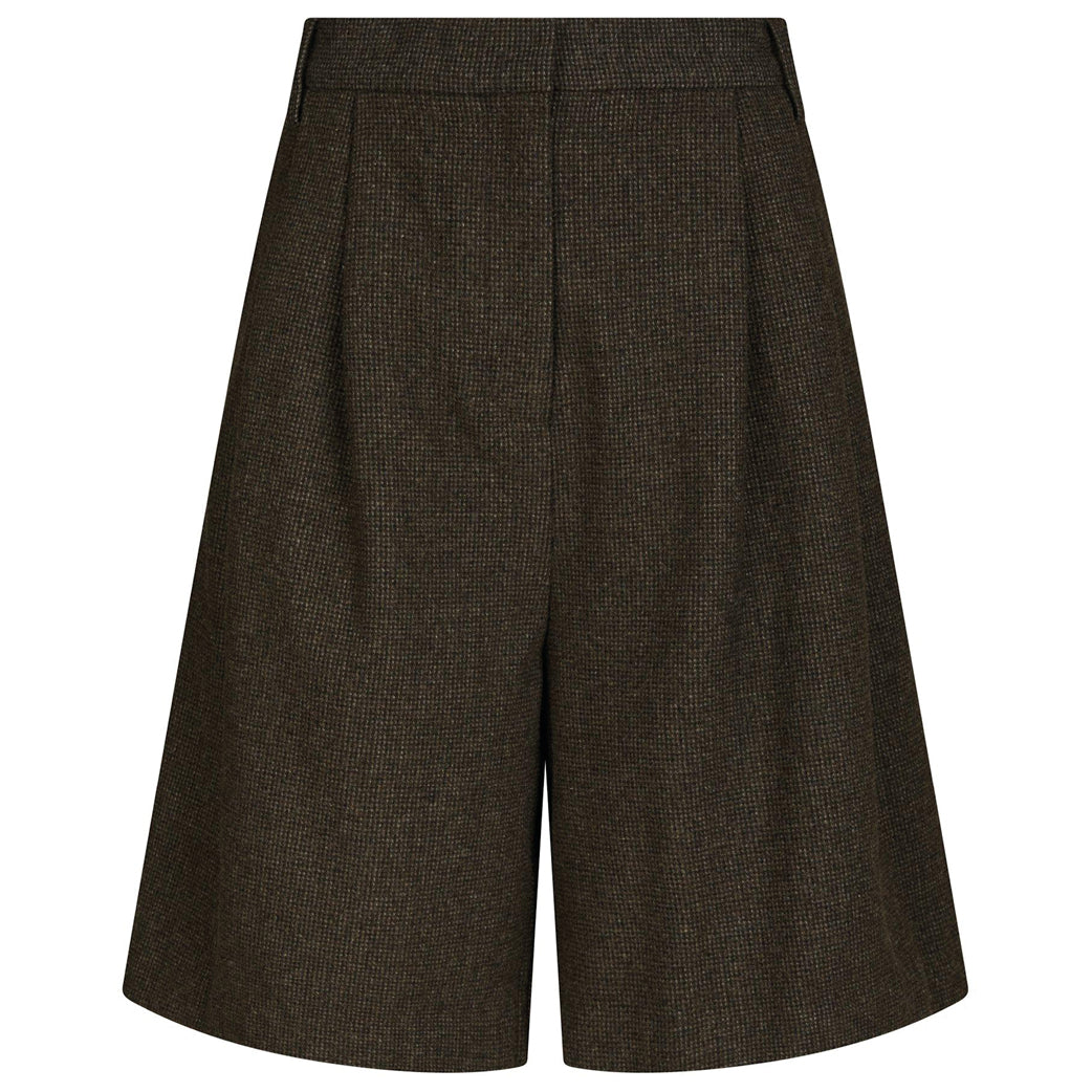 NEO NOIR Nika Mini Check Shorts Brown Melange