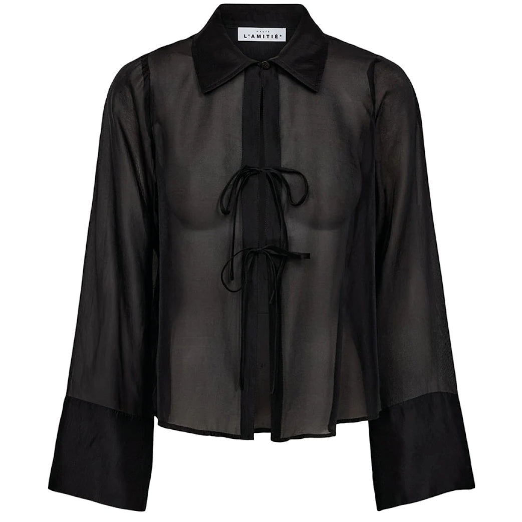 HAUTE L'AMITIE Nimba Organza Tie Shirt Sort
