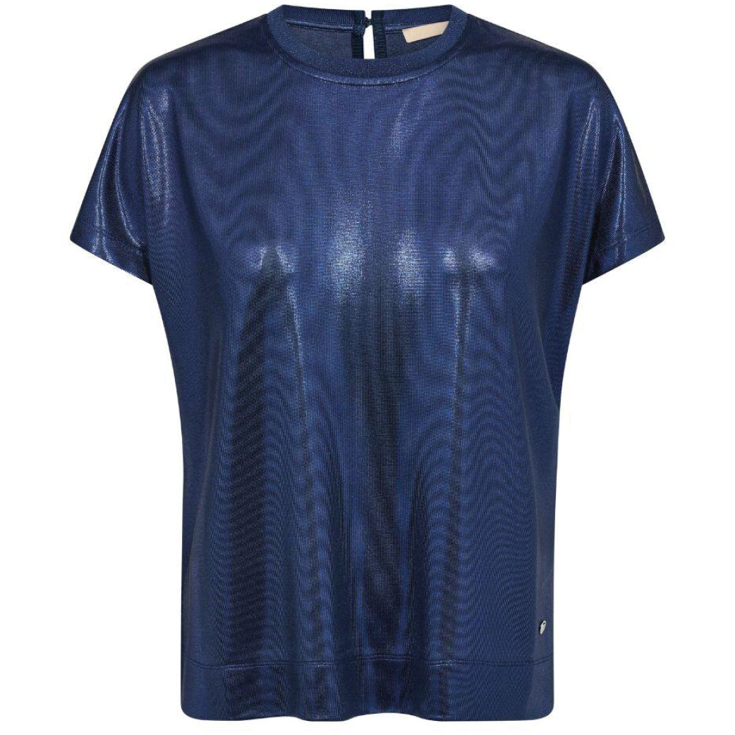MOS MOSH Nivola O-Neck Metallic Tee Blue