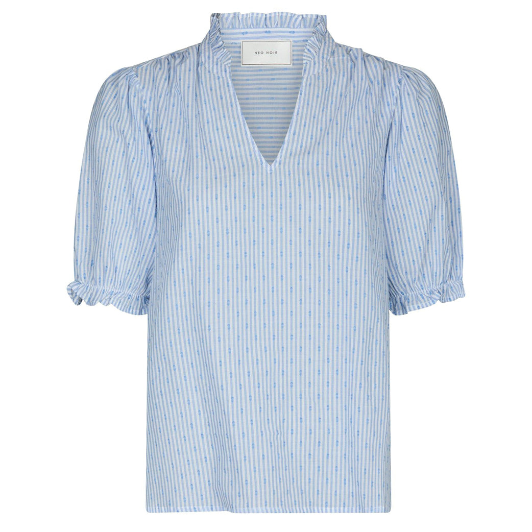 NEO NOIR Odesa Dot Stripe Blouse Light Blue