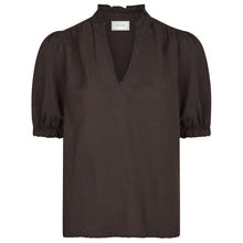 Indlæs billede til gallerivisning NEO NOIR Odesa Linen Blouse Dark Brown
