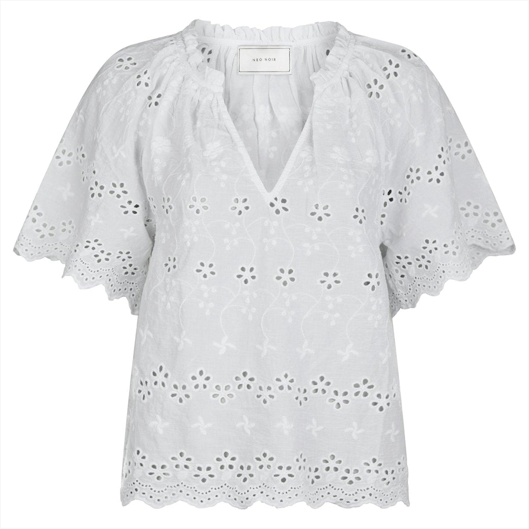 NEO NOIR Odet Embroidery Blouse Hvid