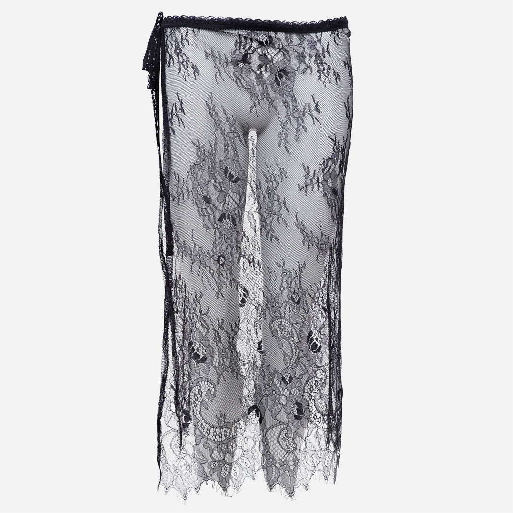 BLACK COLOUR Bcorianna Lace Tie Skirt Sort