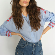 Indlæs billede til gallerivisning MOS MOSH Osmo Stripy Shirt Brunnera Blue
