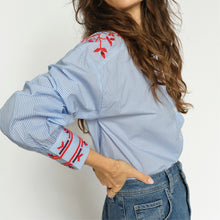 Indlæs billede til gallerivisning MOS MOSH Osmo Stripy Shirt Brunnera Blue
