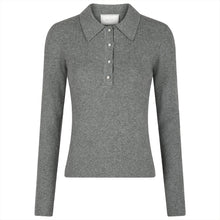 Indlæs billede til gallerivisning NEO NOIR Panama Knit Blouse Dark Grey Melange
