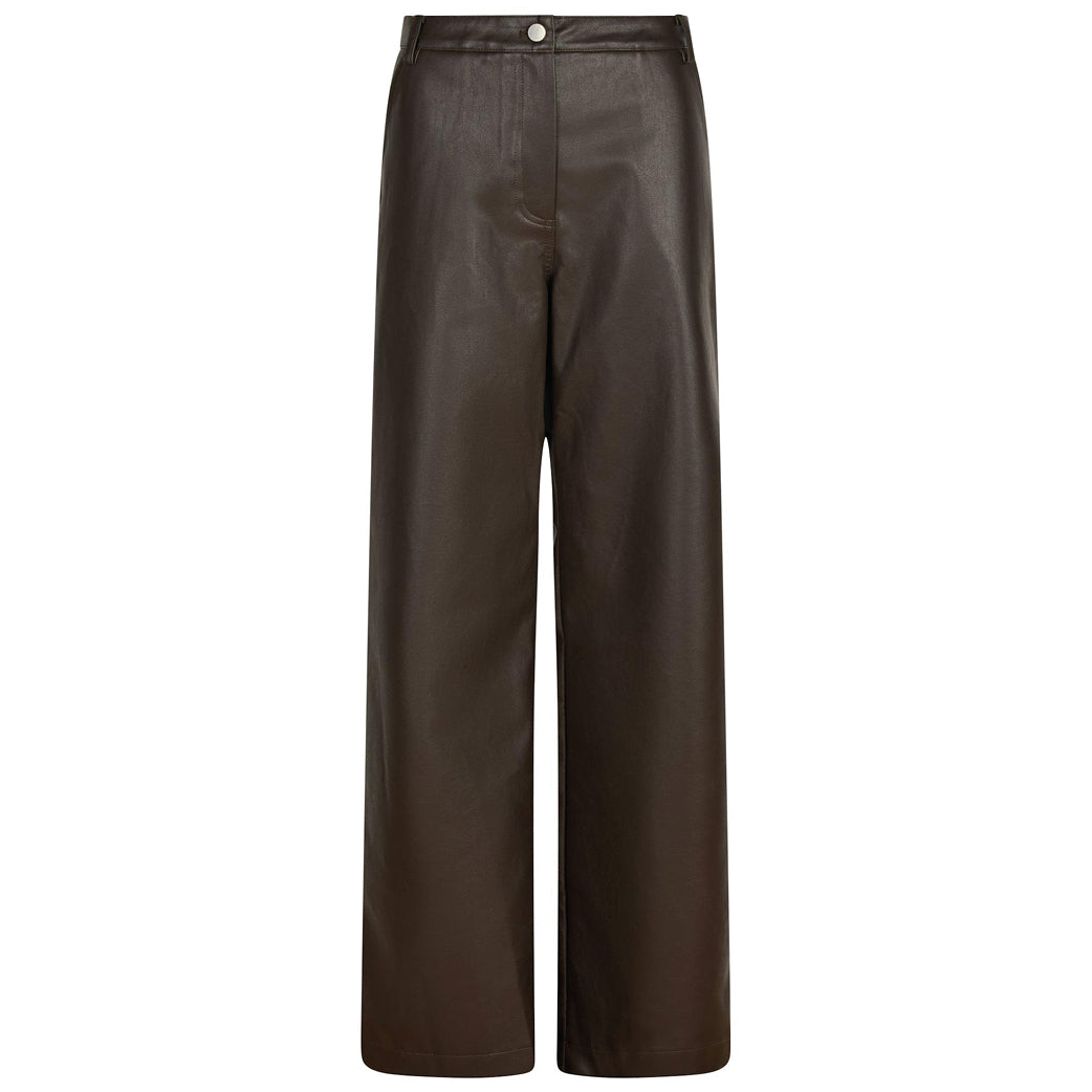 NEO NOIR Pinur Faux Leather Pants Dark Brown