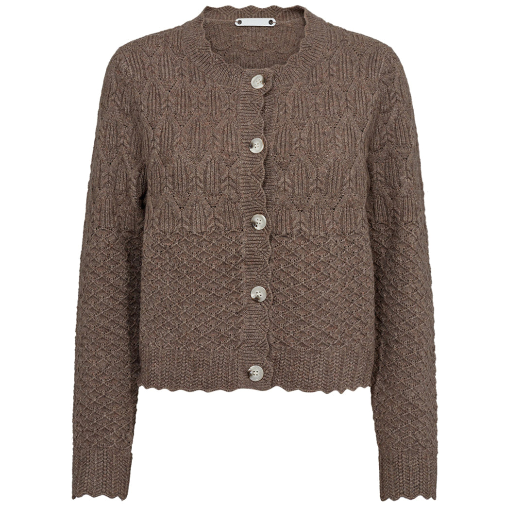 CO' COUTURE Pointelle New Cardigan Walnut