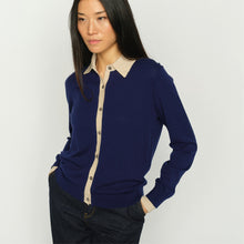 Indlæs billede til gallerivisning MOS MOSH Relena Prep Flip Knit Cardi Salute Navy
