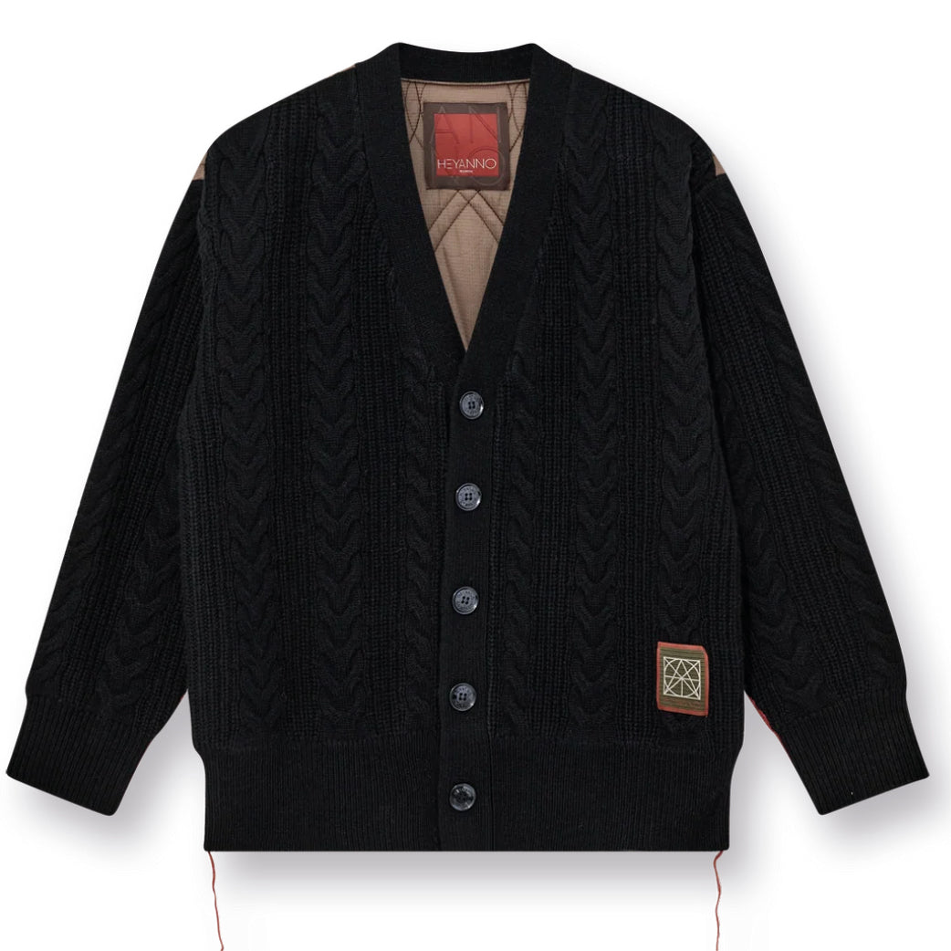 HEYANNO Rich Quilt Cardigan Black
