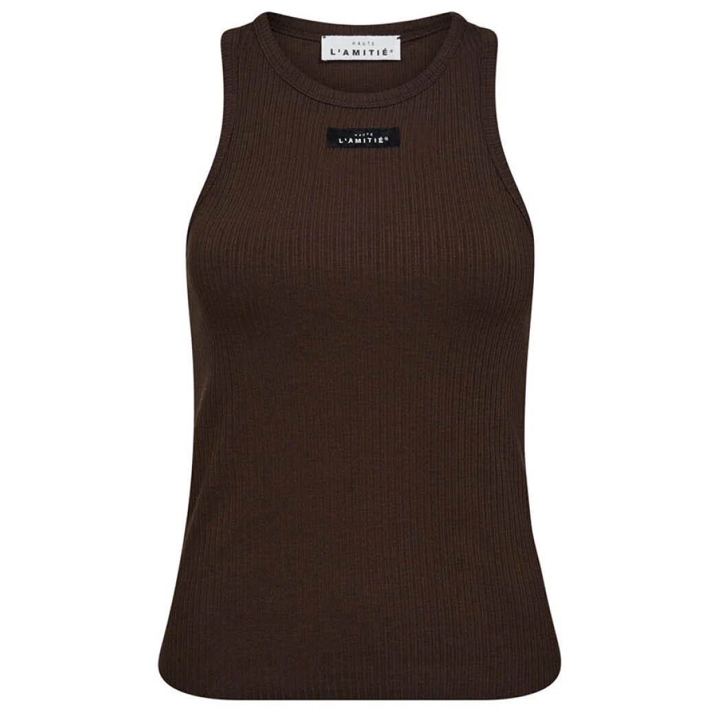 HAUTE L'AMITIE Rib Badge Tank Mocca