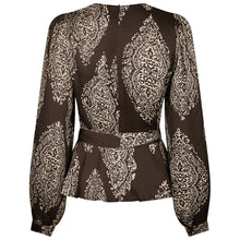 Indlæs billede til gallerivisning NEO NOIR Rista Paisley Drop Blouse Dark Brown

