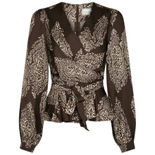 Indlæs billede til gallerivisning NEO NOIR Rista Paisley Drop Blouse Dark Brown
