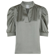 Indlæs billede til gallerivisning NEO NOIR Roella Heavy Sateen Blouse Smoke Green
