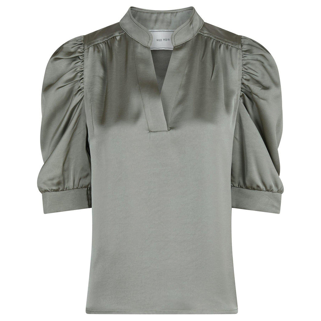 NEO NOIR Roella Heavy Sateen Blouse Smoke Green