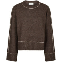Indlæs billede til gallerivisning NEO NOIR Roeme Knit Stitch Blouse Brown Melange
