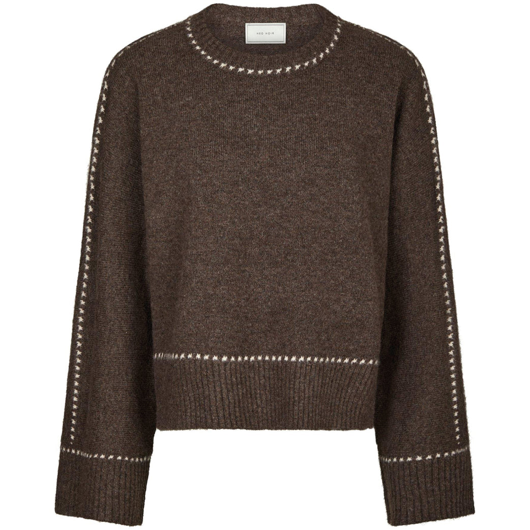 NEO NOIR Roeme Knit Stitch Blouse Brown Melange