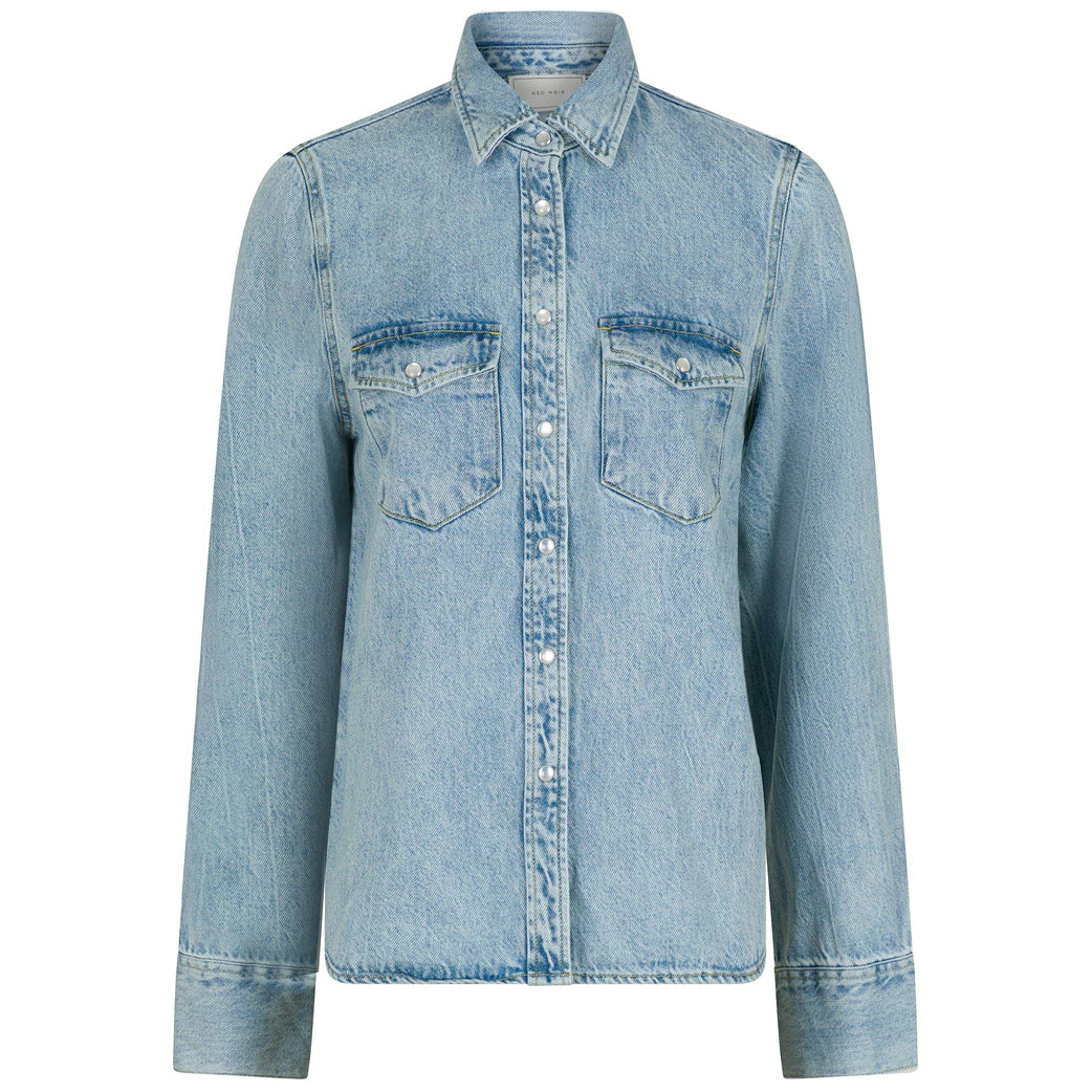 NEO NOIR Roger Denim Shirt Smoke Blue