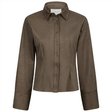 Indlæs billede til gallerivisning NEO NOIR Rosa Faux Suede Shirt Dark Brown
