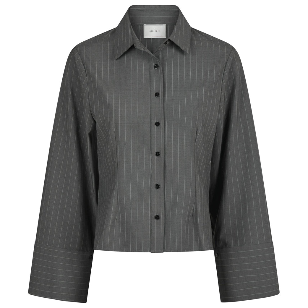 NEO NOIR Rosa Pinstripe Shirt Grey