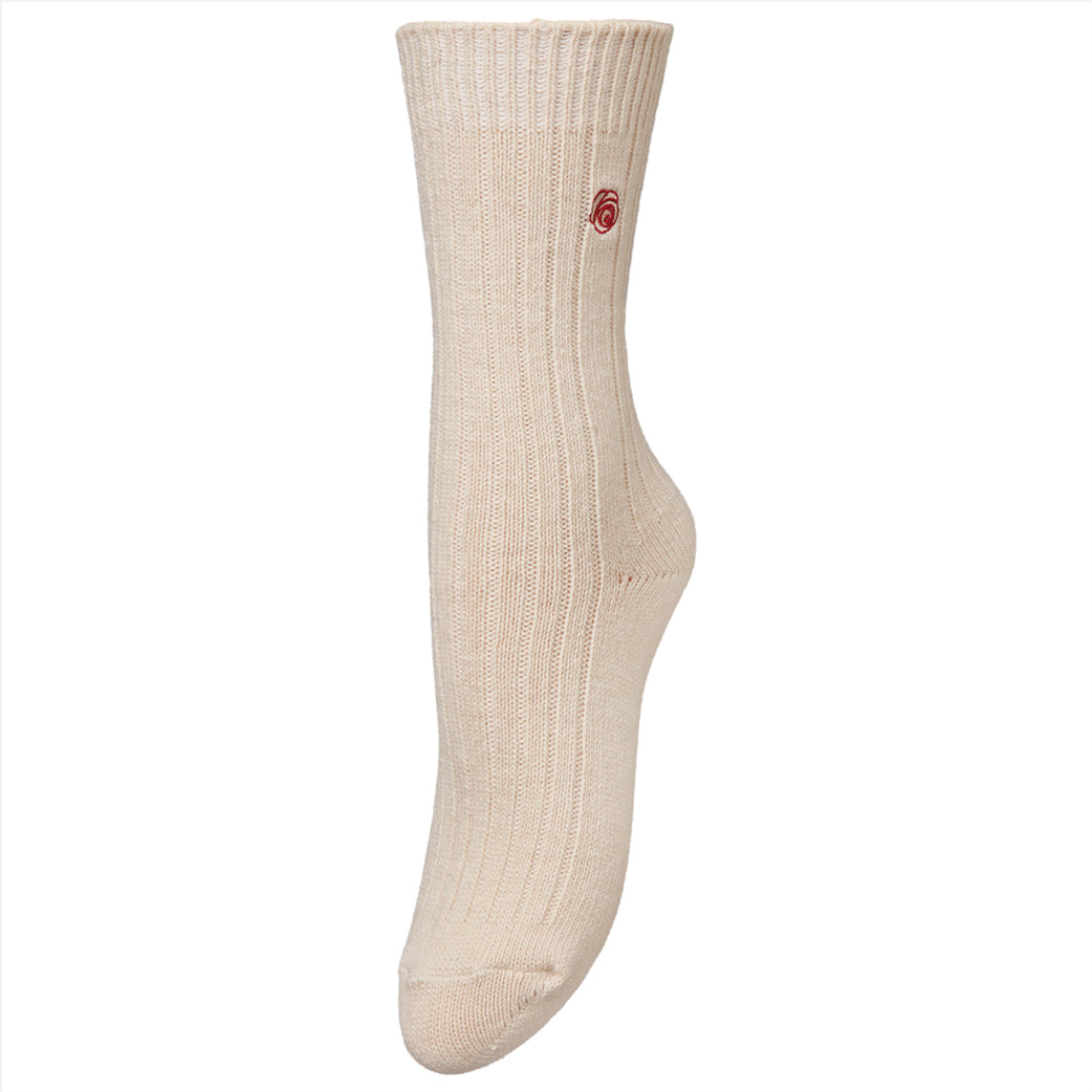 BECK SÖNDERGAARD Rose Wola Sock Cement Beige