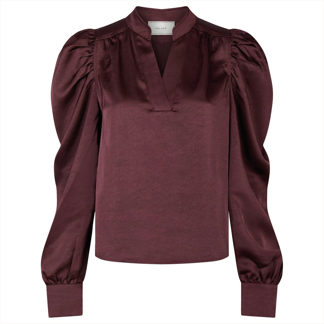 NEO NOIR Rosslyn Heavy Sateen Blouse Burgundy