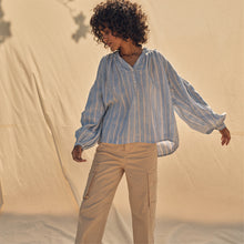 Indlæs billede til gallerivisning MOS MOSH Safi Striped Linen Shirt Cashmere Blue
