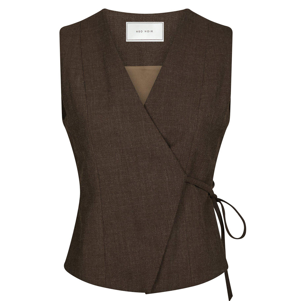NEO NOIR Samara Waistcoat Melange Brown