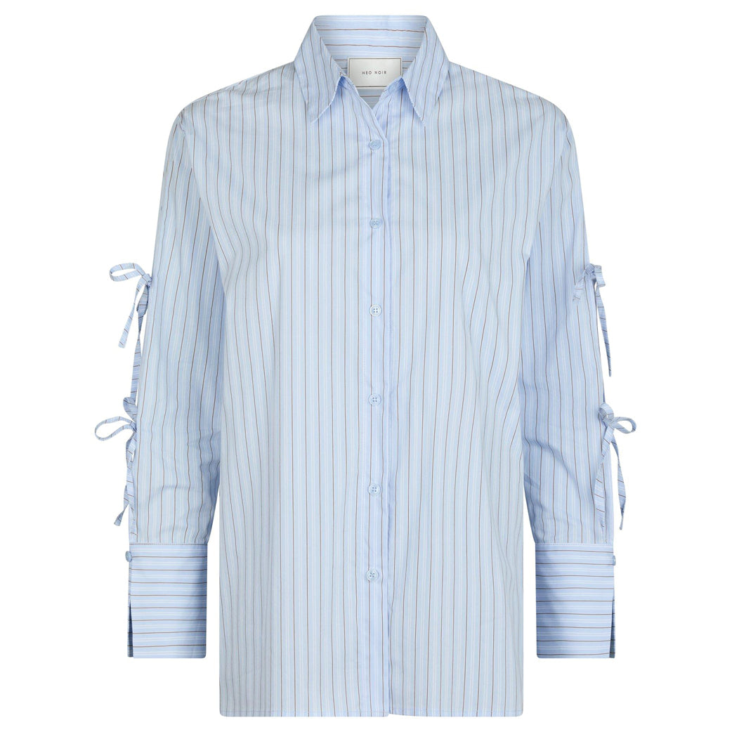 NEO NOIR Selini Stripe Shirt Light Blue