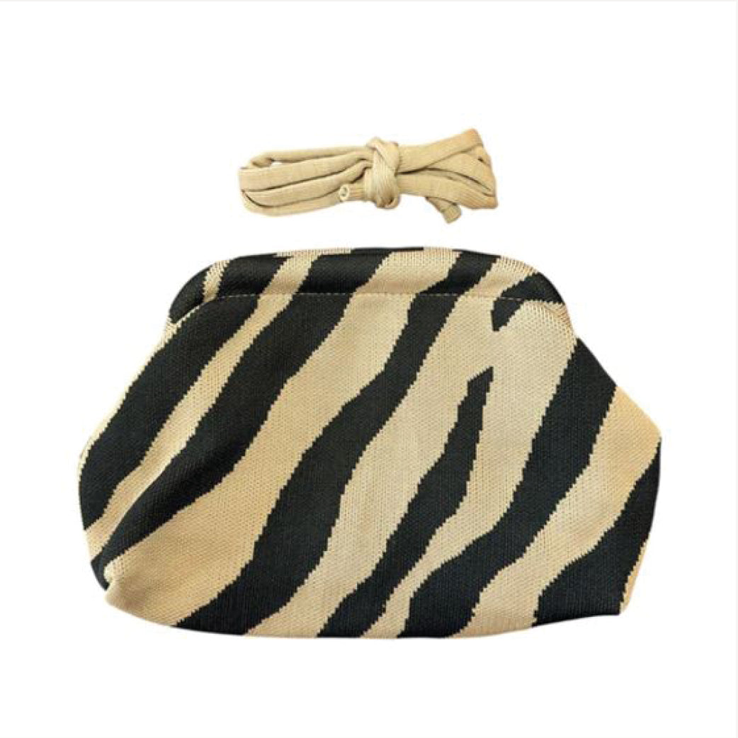 PICO COPENHAGEN Small Rosalia Clutch Zebra/Beige