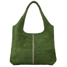 Indlæs billede til gallerivisning BECK SÖNDERGAARD Suede Clea Crochet Bag Banana Palm Green
