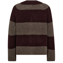 Indlæs billede til gallerivisning MOS MOSH Taci Stripe Ls V-neck Knit Fudge

