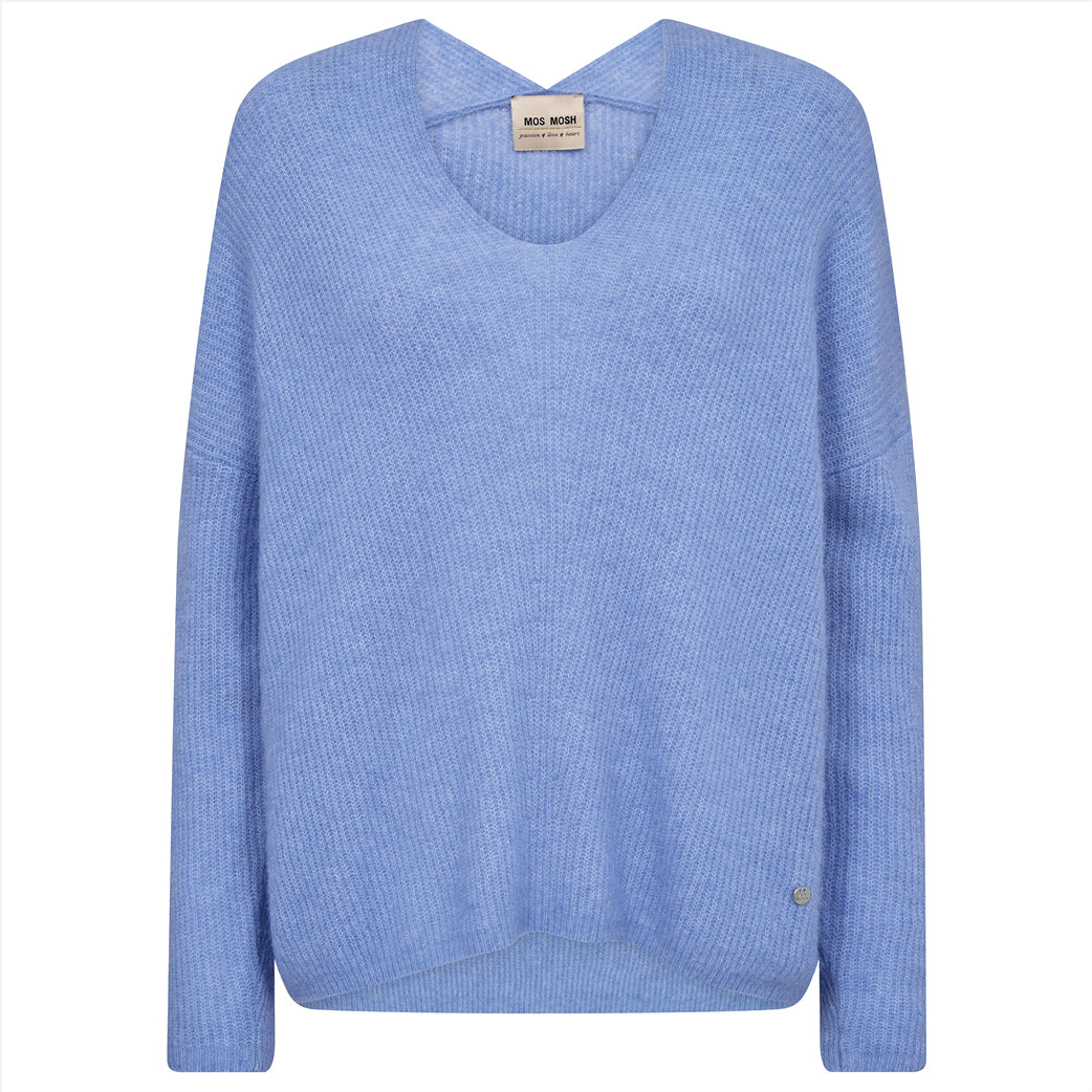 MOS MOSH Thora V-neck Knit Hydrangea