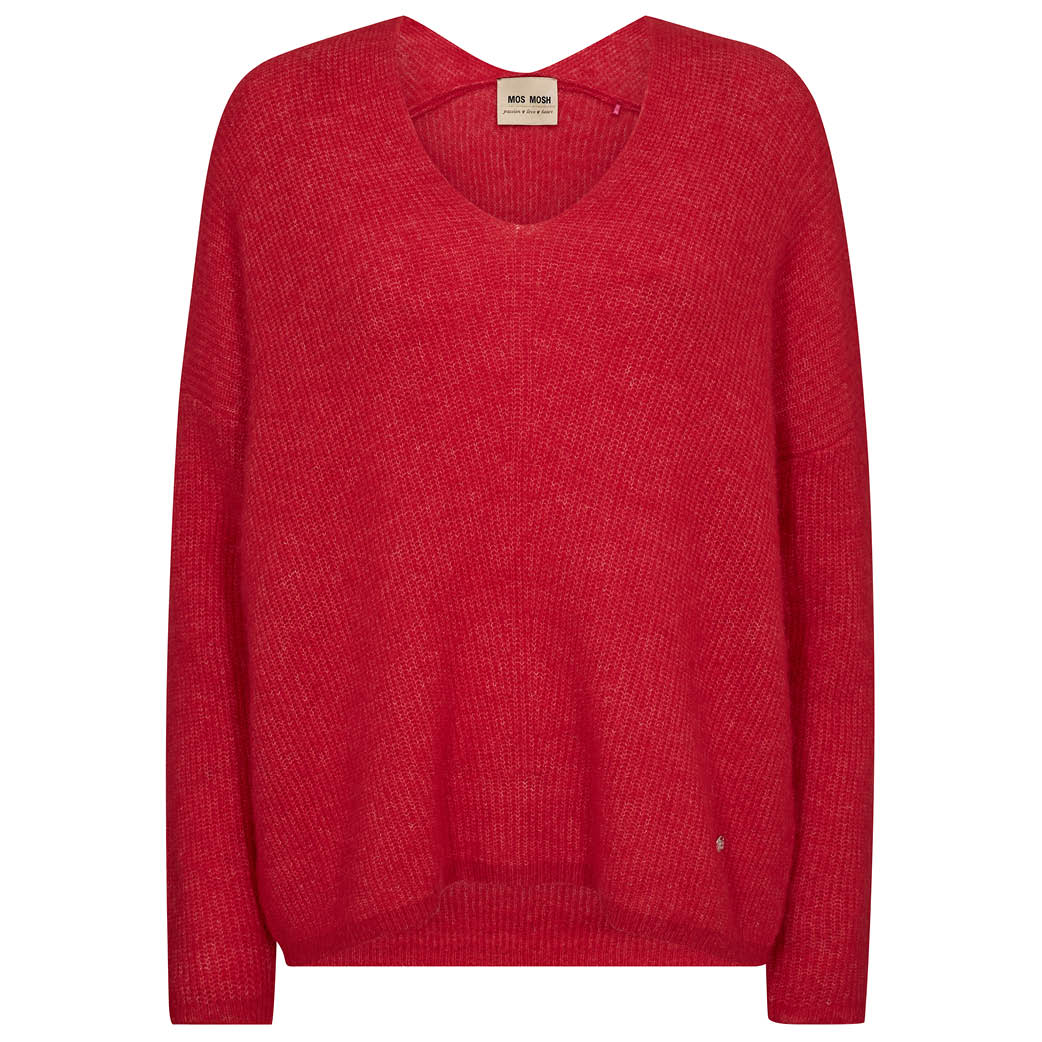 MOS MOSH Thora V-Neck Knit Chinese Red