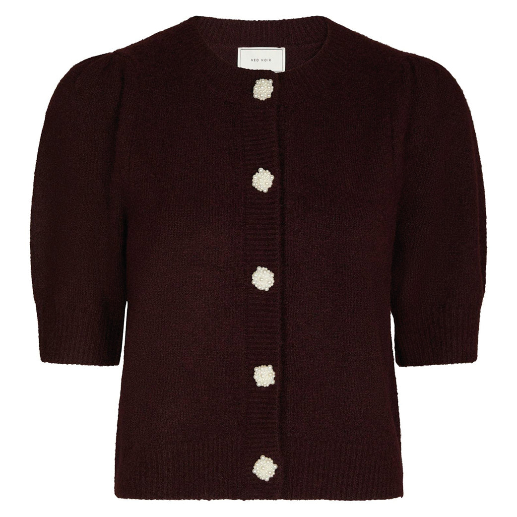 NEO NOIR Trudy Deco Knit Cardigan Wine