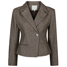 Indlæs billede til gallerivisning NEO NOIR Valia Herringbone Blazer Dark Brown
