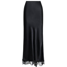 Indlæs billede til gallerivisning NEO NOIR Veroni Satin Lace Skirt Sort
