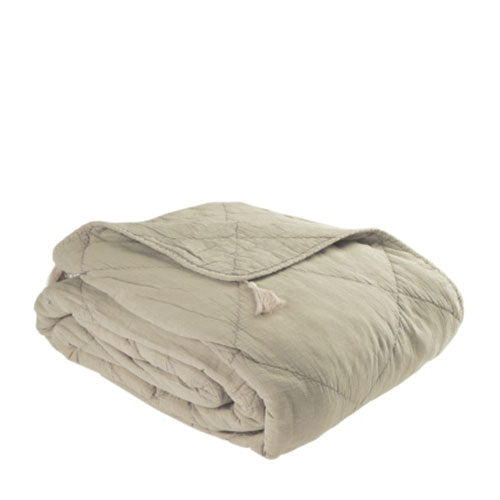 C'EST BON Bedspread Cotton w/linentassels, Linen, 240x260 Cm