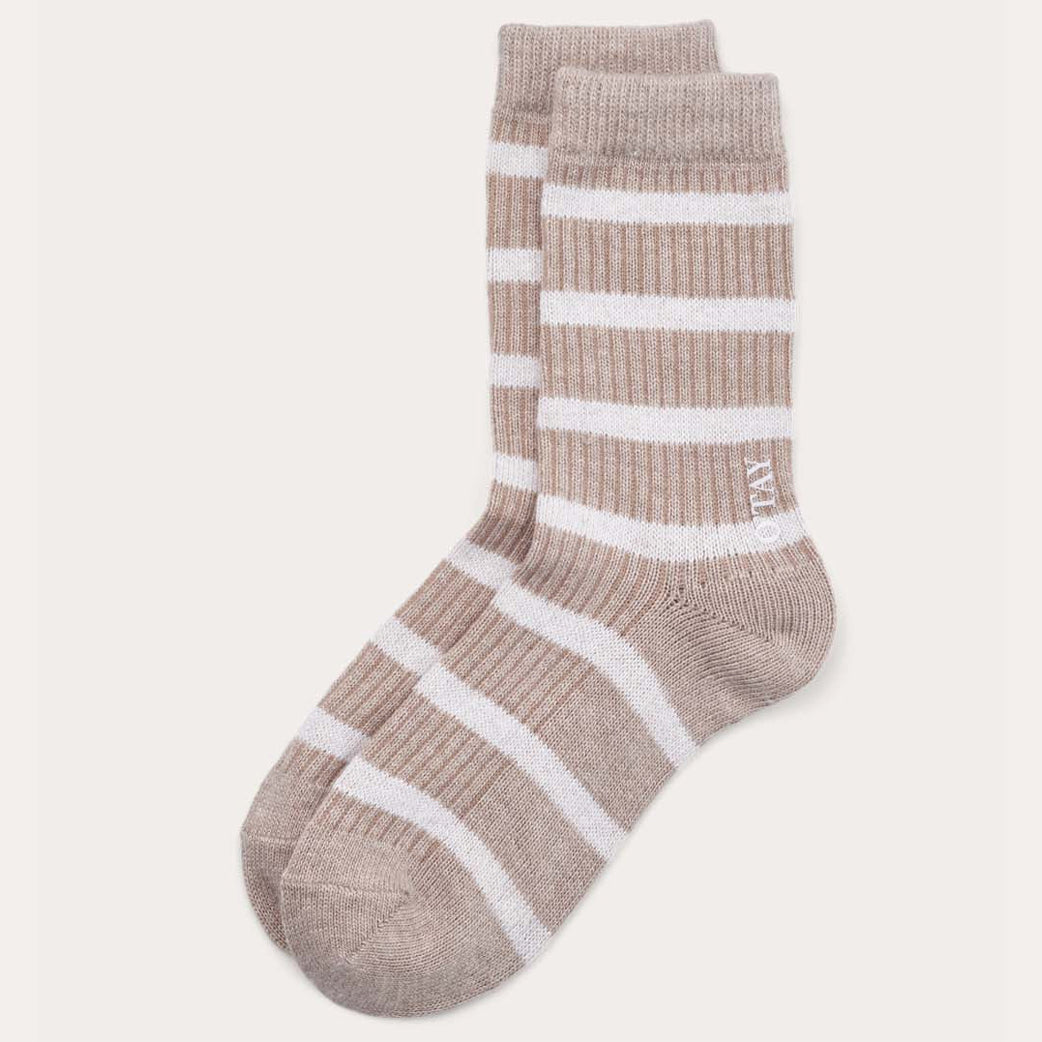 O'TAY Striped Socks Taupe/Off White Onesize
